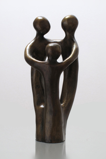 Family Group of Three - two adults and a child without marble plinth (small)